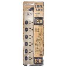 Dr.AV 聖岡科技 Loft Life 6切6插 3P節能延長線, 1.8m, 奶茶色, 1條