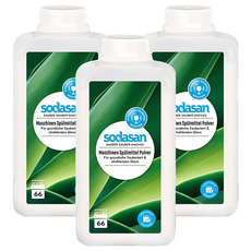 sodasan 蘇達桑 洗碗機專用粉, 德國原廠製造，獨家專利配方，有效清潔礦物及植物性成份, 1kg, 3瓶