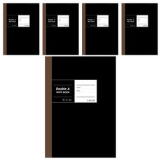 Double A B5膠裝筆記本 布膠系列 方格內頁, 厚螺紋卡紙封面, 縫線裝訂可攤平, Double A紙張, 黑色, 5本