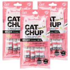 CAT CHUP 貓咪肉泥 無穀物 Omega-3配方, 鮪魚+鮭魚, 56g, 3袋