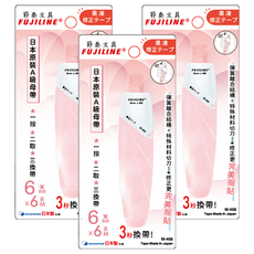 FUJILINE 果凍修正帶 M-406, 6mm x 6M, 粉色, 3組