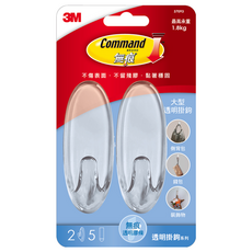 3M Command 無痕 大型透明掛鈎, 37093, 1卡