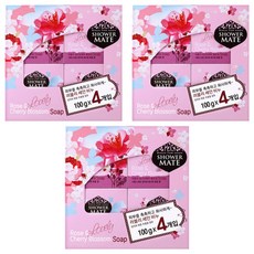 Shower mate 潔面皂4件組 玫瑰&櫻花香 400g, 3盒