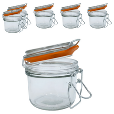 Anchor Hocking 扣式玻璃密封罐 橘色 160ml 6個