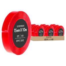 DADA 高黏度無痕防水雙面膠帶, 15mm x 10m, 透明, 9個