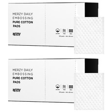 MERZY 日用壓花化妝棉, 柔軟棉花製成，親膚不刺激, 高溫壓縮不易起毛球, 一盒多入經濟實惠, 100片, 2盒