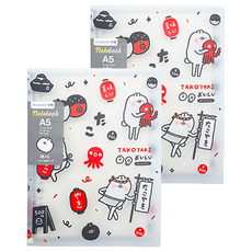 PENROTE 筆樂 20孔活頁筆記本 A5 醜白兔 可愛活頁本, 章魚燒, 2本