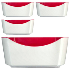 KEYWAY 聯府 雙色收納籃, 白色 + 紅色, 4個