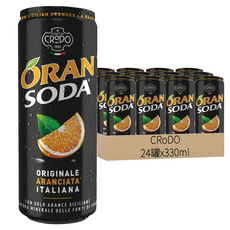 CRoDO 香橙氣泡飲 意大利原產 含12%濃縮柳橙汁, 330ml, 24罐