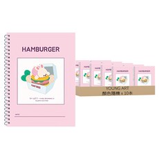 YOUNG ART 英文寬格線圈筆記本, 顏色隨機, 10本