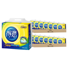 得意 連續抽取式花紋衛生紙 100張x (全新升級 柔軟舒適 家庭號), 12包, 14袋