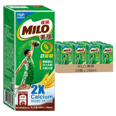 MILO 美祿 高鈣可可麥芽牛奶, 198ml, 24瓶