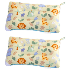 愛北鼻 獨家加厚水洗枕 2入 - 寶寶專用 透氣舒適, 黃森林夥伴, 43 x 28cm