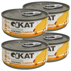 O'KAT 美喵人生 美妙肉泥,雞肉佐南瓜, 超級適口性, 添加牛磺酸&離胺酸, 雞肉 + 南瓜, 80g, 4罐