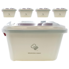 Mass 生活好物 雙層大容量醫藥箱 藥品收納盒 大號(29 x 21 x 18cm) 紅色, 5個