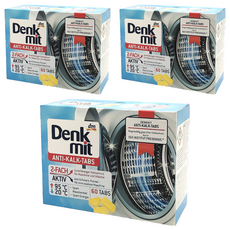 dm Denk mit 洗衣機槽清潔錠 60顆 洗衣機清潔 深層清潔 除垢除臭, 960g, 3盒