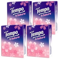 Tempo 得寶 紙手帕 櫻花味, 四層加厚 濕水柔韌,不易掉紙屑, 進口原生木漿, 18包, 4袋, 7張