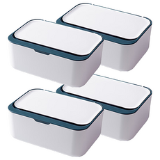 乾濕多用途濕巾口罩收納盒 防塵防蟲 PP材質, 白藍, 4個