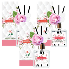 QiMart 法國精油玫瑰造型珪藻土擴香瓶, 微醺薰衣草, 3件, 200ml