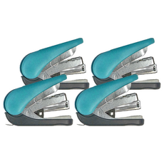 PLUS 普樂士 雙排平針輕鬆訂迷你機 單指操作, 藍色, 4個