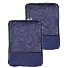 FANCY LIFE 尼龍文件袋 深藍色 網狀透視設計 文件收納整理好幫手, 2個