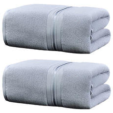 葉子小舖 加厚純棉浴巾 140 x 70cm 銀灰色 450g, 2條