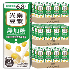 光泉 無加糖豆漿 72入 200ml 非基改黃豆 高蛋白 早餐飲品