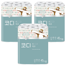 CODI 雙層印花捲筒衛生紙，45M 超長設計, 24捲, 3袋