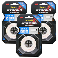 3M Scotch 超強力雙面膠帶 防水用 V1807N 18mm x 1.5m, 紅色, 3捲