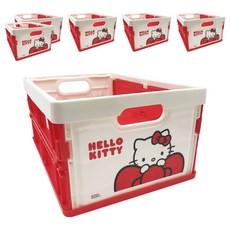 Sanrio 三麗鷗 Hello Kitty PP摺疊收納籃, 紅色, 6個