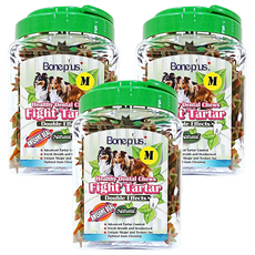 Boneplus 18週以上幼犬/成犬/老犬 六星雙效草本潔牙棒 360度深入清潔 咀嚼按摩牙床 補鈣, 起司, 600g, 3桶