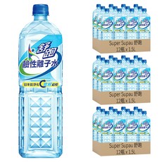 Super Supau 舒跑鹼性離子水, 埔里水源純淨，甘甜好喝，瓶身減塑設計，環保健康，符合國家標準，品質保證, 1.5L, 36瓶