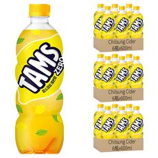 Chilsung Cider Zero氣泡飲 檸檬口味, 600ml, 18瓶