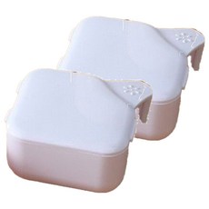 日式假牙套清潔雙層浸泡盒 附瀝水籃 假牙清潔收納好幫手 -白, 1個, 2入