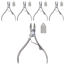 指甲剪 大尺寸 不鏽鋼鋒利指甲刀 附保護蓋, 5支, 銀色