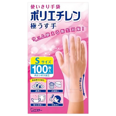 ST 雞仔牌 一次性手套 聚乙烯 極薄半透明 100枚 s, 100個, 1組