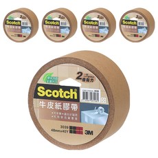 3M Scotch 牛皮紙膠帶 48mmx40Y，一般OPP膠帶的2倍黏力, 可手撕，適用封箱用，可用麥克筆書寫, 3039, 5捲
