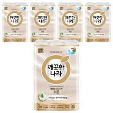 KleanNara 可綠納樂 觸感與感覺招牌雪紡天然紙漿3層高級捲筒衛生紙, 30捲, 5袋, 27m