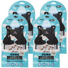 Catfeet 艾比最愛 羊奶機能肉泥, 15克 x 4入, 貓零食, 添加 Omega 3 & 6 + 化毛, 60g, 鮪魚+Omega3&6+化毛, 4袋