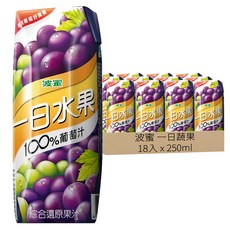 波蜜 一日水果 100% 葡萄綜合果汁, 250ml, 18入