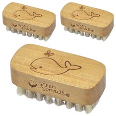 green sprouts 指縫刷 天然木質手柄 豬鬃毛 適合小手指甲, 單一顏色, 1個, 3個