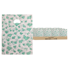 Packstar PE25 打孔塑膠包裝袋, 100個, 淺綠色愛心