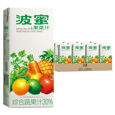 波蜜 果菜汁 鋁箔包 還原蔬果汁30%, 330ml, 24入