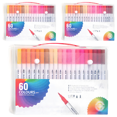 ANTIAN 兒童可水洗雙頭繪畫塗鴉馬克筆 白桿, 60色, 3盒