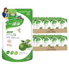 一滴淨 蘆薈多酚食品用洗潔精補充包 檸檬, 800g, 24包