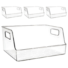 透明文件收納盒 大號, 橫式, 4個