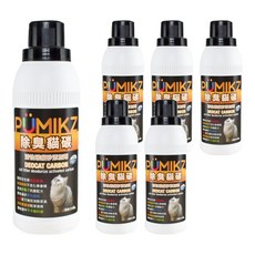 BOXCAT 國際貓家 波米斯 Pumikz 礦砂專用除臭貓碳, 超大容量貓砂, 無香, 6瓶, 1000cc