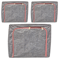 FUN+NATURE 粗麻鋼架收納箱 (66L) 深灰色, 50 x 40 x 33cm, 3個