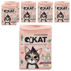 O'KAT 美喵人生 條狀豌豆凝結砂 (蘋果冰淇淋), 會呼吸, 100%天然可生物分解, 6L, 6包