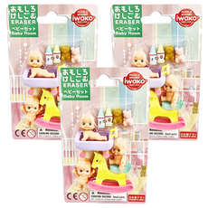 Iwako 造型橡皮擦 Q比嬰兒房 Set, 3組